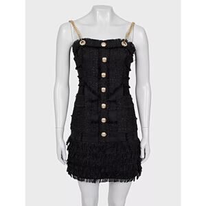 Balmain Black Gold Straps Dress  Sz.S
